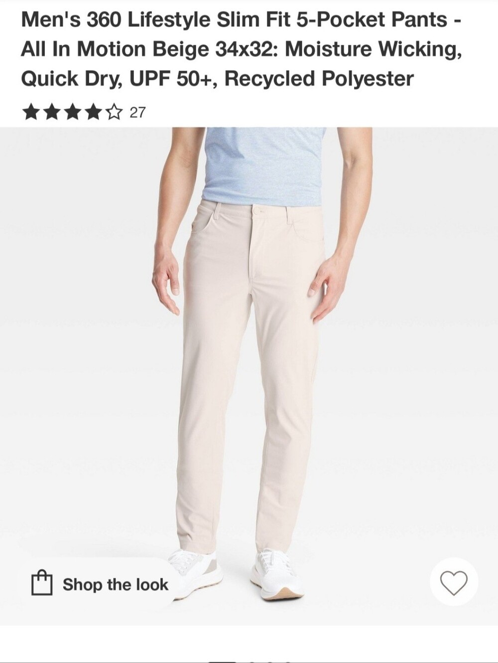 Target Men's 360 Slim Fit Chino Pants in Beige